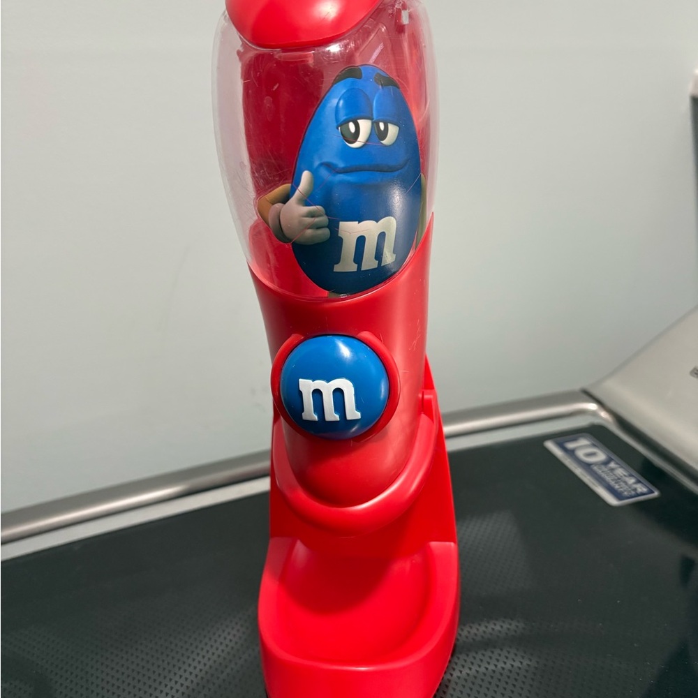 M&M'S Red Candy Dispenser with Blue Button & Blue Character Decal